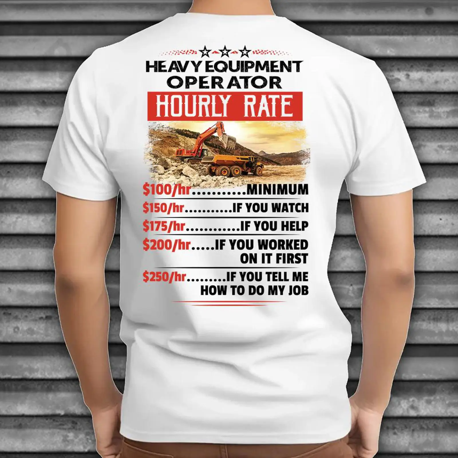 Heavy Equipment Jobs - T-shirt divertente sardonica con tariffa oraria