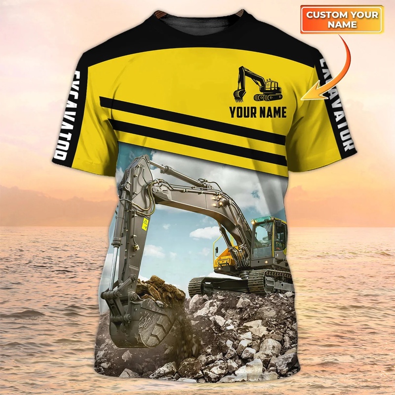 Heavy Equipment Pictures - T-shirt da uomo personalizzata con la